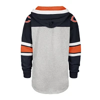 Men's '47 Gray/Navy Chicago Bears Gridiron Lace-Up - Pullover Hoodie