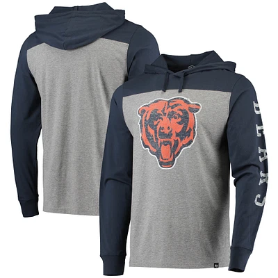 T-shirt à capuchon manches longues Franklin Wooster Chicago Bears '47 Heathered Grey/Navy pour homme