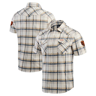 Chemise à carreaux boutons-pression pour homme de la collection Darius Rucker Fanatics, couleur crème