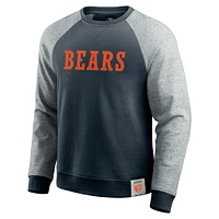 Sweat-shirt à col rond colorblock bleu marine/gris chiné pour homme de la collection Darius Rucker Fanatics des Chicago Bears