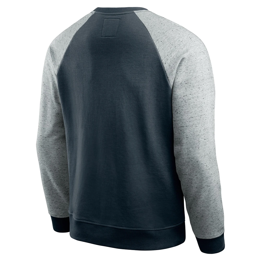 Sweat-shirt à col rond colorblock bleu marine/gris chiné pour homme de la collection Darius Rucker Fanatics des Chicago Bears