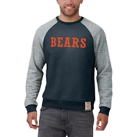 Sweat-shirt à col rond colorblock bleu marine/gris chiné pour homme de la collection Darius Rucker Fanatics des Chicago Bears