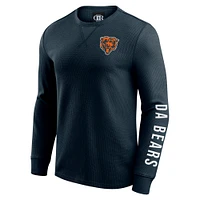 T-shirt à manches longues en tricot gaufré délavé pour homme de la collection Darius Rucker par Fanatics, bleu marine, Chicago Bears