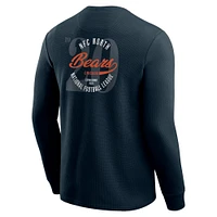 T-shirt à manches longues en tricot gaufré délavé pour homme de la collection Darius Rucker par Fanatics, bleu marine, Chicago Bears