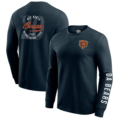 T-shirt à manches longues en tricot gaufré délavé pour homme de la collection Darius Rucker par Fanatics, bleu marine, Chicago Bears