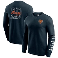 T-shirt à manches longues en tricot gaufré délavé pour homme de la collection Darius Rucker par Fanatics, bleu marine, Chicago Bears