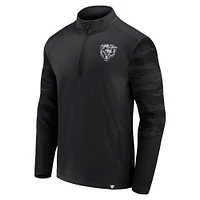 Men's Fanatics Chicago Bears Blackout Ringer Quarter-Zip Top