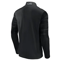 Men's Fanatics Chicago Bears Blackout Ringer Quarter-Zip Top