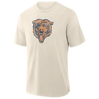 T-shirt fanatique pour homme en tissu flammé Chicago Bears crème