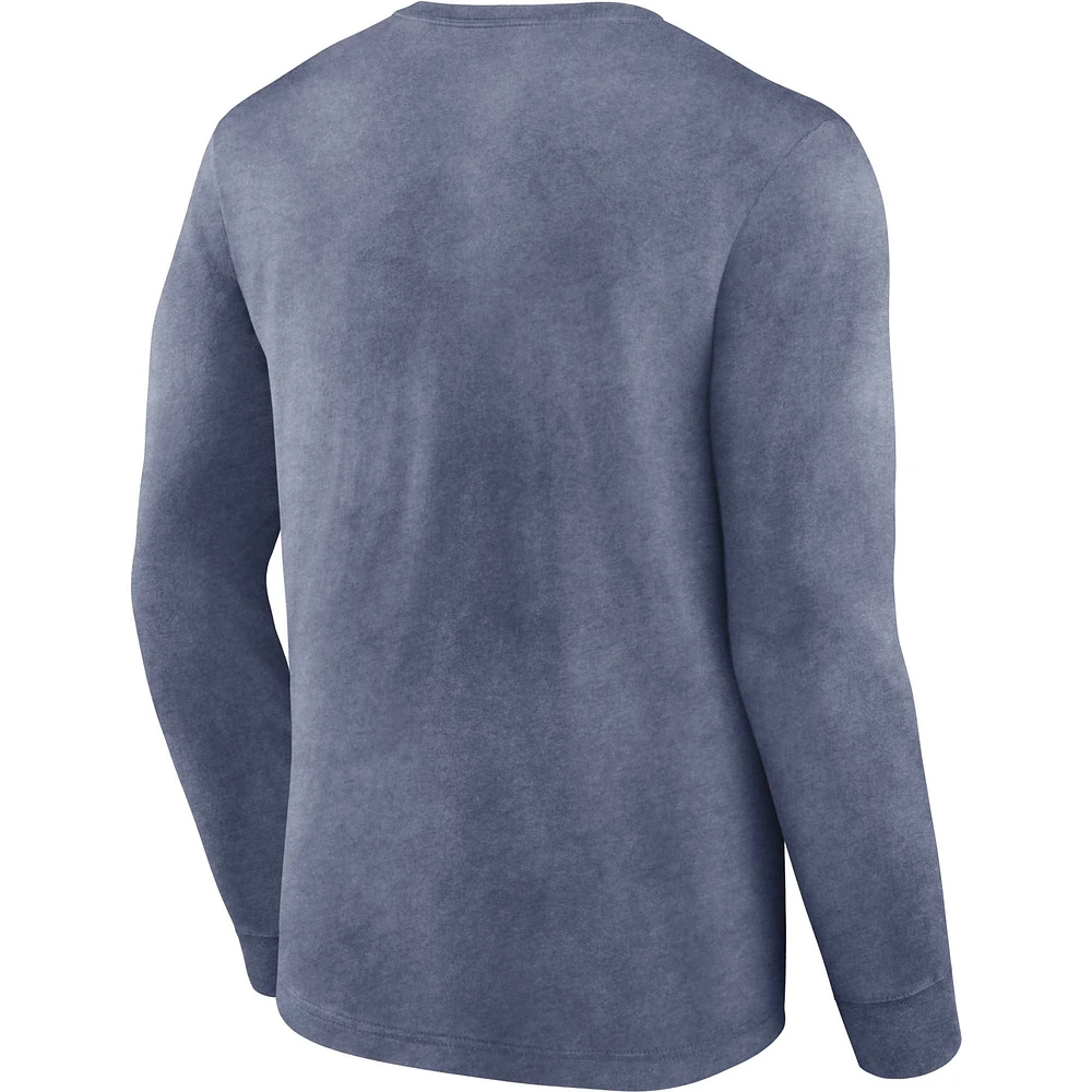 Men's Fanatics  Heather Navy Chicago Bears Washed Primary Long Sleeve T-Shirt