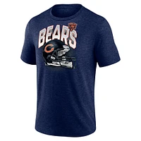 Men's Fanatics Heathered Navy Chicago Bears End Around Tri-Blend T-Shirt