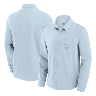 Chemise boutonnée à manches longues Fanatics pour hommes, bleu clair, Chicago Bears Front Office