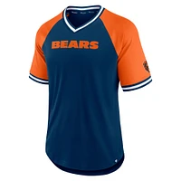 Men's Fanatics Navy/Orange Chicago Bears Second Wind V-Neck Raglan T-Shirt