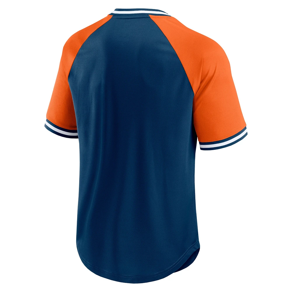 Men's Fanatics Navy/Orange Chicago Bears Second Wind V-Neck Raglan T-Shirt
