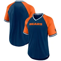 Men's Fanatics Navy/Orange Chicago Bears Second Wind V-Neck Raglan T-Shirt