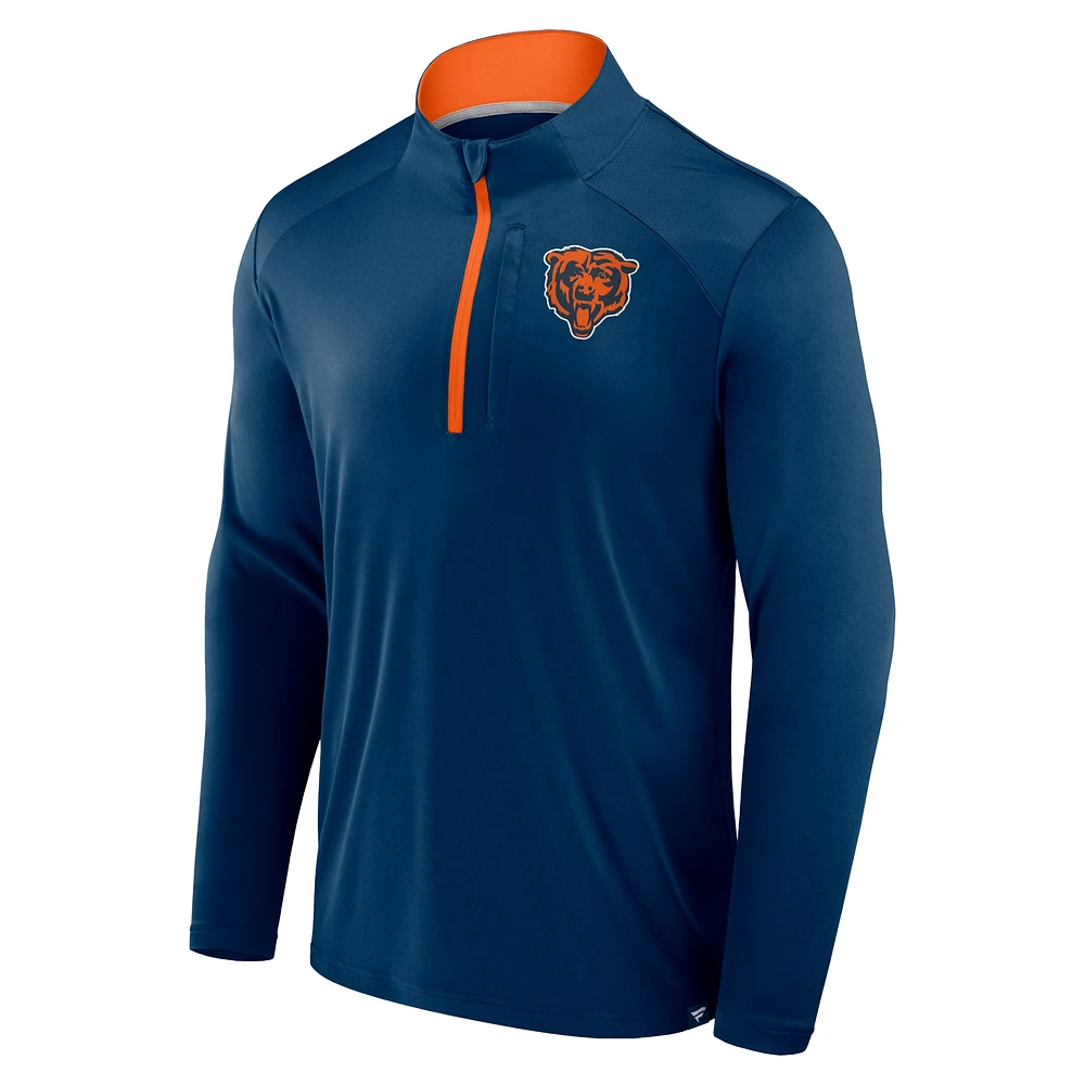 Men's Fanatics Navy Chicago Bears Defender Long Sleeve Quarter-Zip Jacket