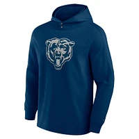 Men's Fanatics Navy Chicago Bears Elements Blaze Tri-Blend Long Sleeve Hoodie T-Shirt