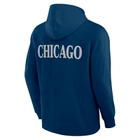 Men's Fanatics Navy Chicago Bears Elements Blaze Tri-Blend Long Sleeve Hoodie T-Shirt