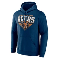 Men's Fanatics Navy Chicago Bears Geometric Chrome Pullover Hoodie