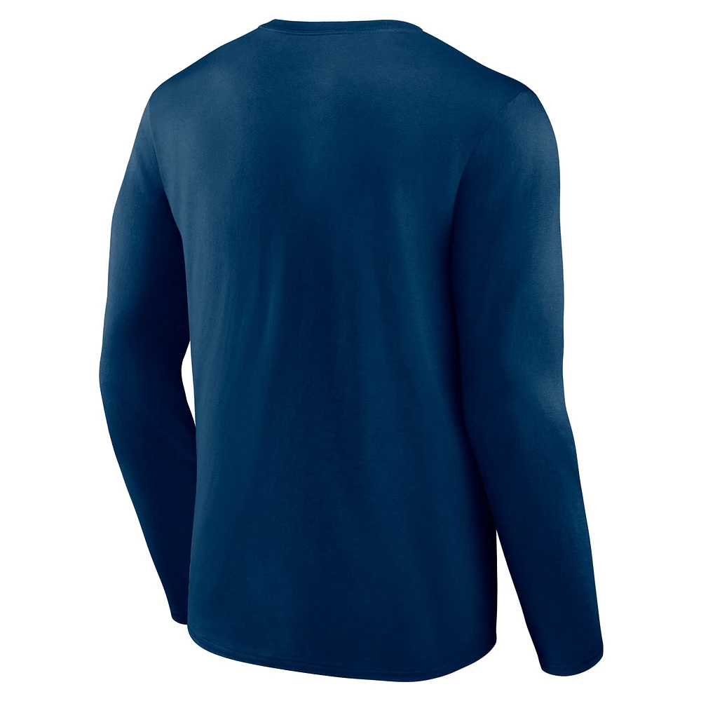 Men's Fanatics Navy Chicago Bears Stat Sheet Long Sleeve T-Shirt