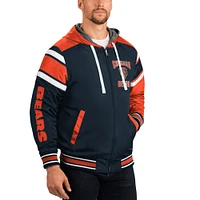 Men's G-III Sports by Carl Banks Navy/Gray Chicago Bears Extreme Full Back Reversible Hoodie Full-Zip Jacket