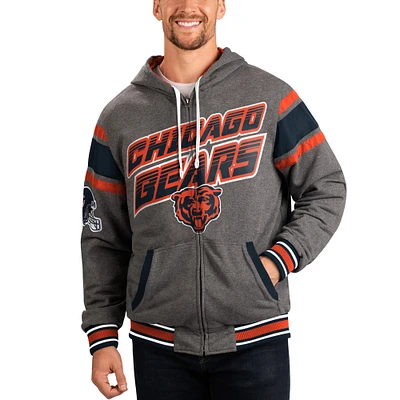 G-III Sports by Carl Banks pour homme Bleu marine/gris Chicago Bears Extreme Sweat à capuche réversible Full-Zip Jacket
