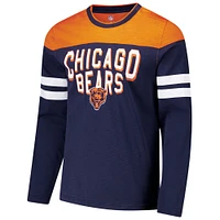 T-shirt à manches longues adaptatif Hail Mary bleu marine/orange G-III Sports by Carl Banks pour homme des Chicago Bears
