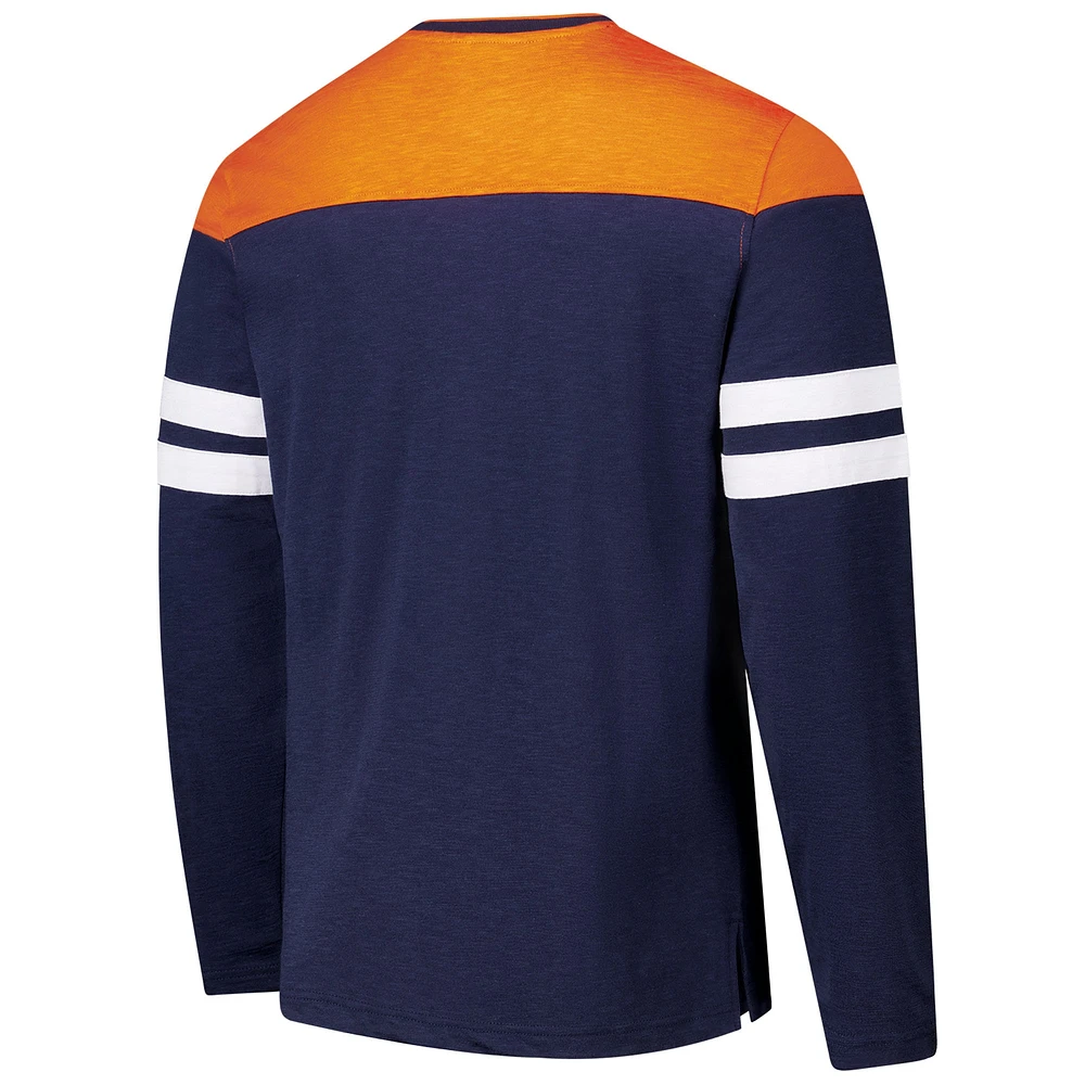 T-shirt à manches longues adaptatif Hail Mary bleu marine/orange G-III Sports by Carl Banks pour homme des Chicago Bears
