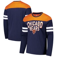 T-shirt à manches longues adaptatif Hail Mary bleu marine/orange G-III Sports by Carl Banks pour homme des Chicago Bears