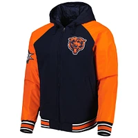 Men's G-III Sports by Carl Banks Navy Chicago Bears Defender Raglan Full-Zip Hoodie Varsity Jacket