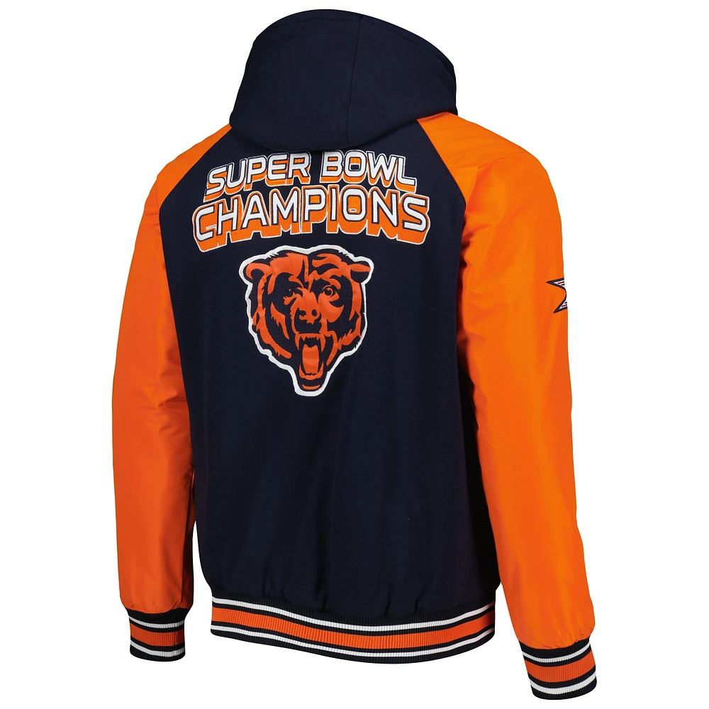 Men's G-III Sports by Carl Banks Navy Chicago Bears Defender Raglan Full-Zip Hoodie Varsity Jacket