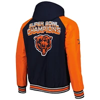 Men's G-III Sports by Carl Banks Navy Chicago Bears Defender Raglan Full-Zip Hoodie Varsity Jacket