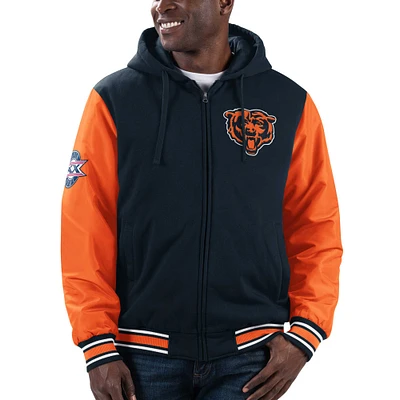 Men's G-III Sports by Carl Banks Navy Chicago Bears Player Option Colorblock Full-Zip Hoodie Jacket