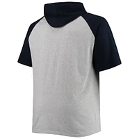 Men's Heathered Gray/Navy Chicago Bears Big & Tall Raglan Short Sleeve Pullover Hoodie