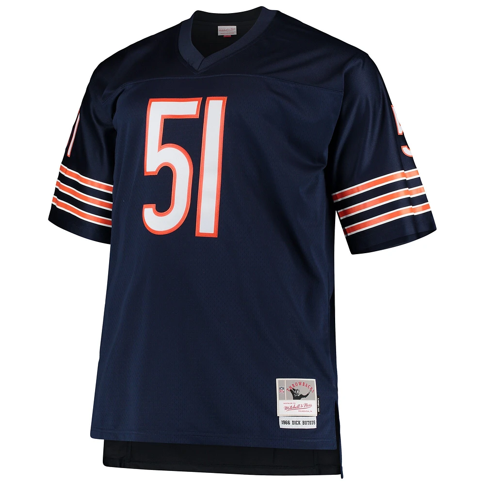 Men's Mitchell & Ness Dick Butkus Navy Chicago Bears Big Tall 1966 Retired Player Replica Jersey