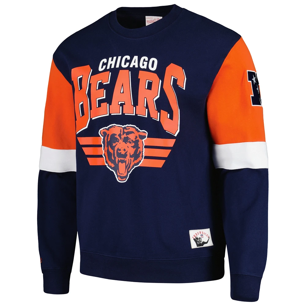 Chandail pour homme Mitchell & Ness bleu marine Chicago Bears Gridiron Classics Allover 3.0