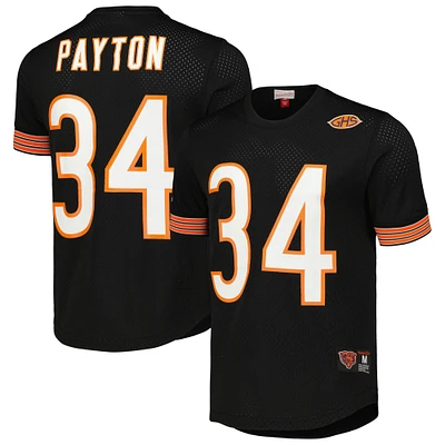 Men's Mitchell & Ness Walter Payton Black Chicago Bears Retired Player Name Number Mesh Top