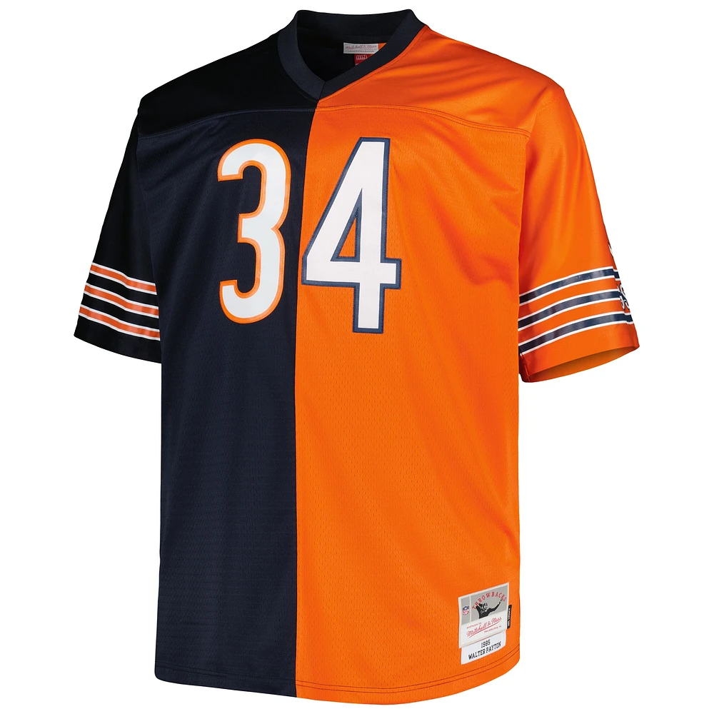 Men's Mitchell & Ness Walter Payton Navy/Orange Chicago Bears Big Tall Split Legacy Retired Player Replica Jersey