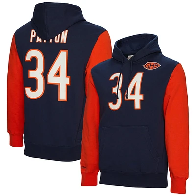 Sweat à capuche pour hommes, Mitchell & Ness Walter Payton, bleu marine, Chicago Bears, nom et numéro du joueur retraité