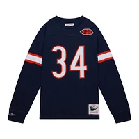 Haut à manches longues Mitchell & Ness Walter Payton bleu marine pour homme avec nom et numéro de joueur la retraite des Chicago Bears