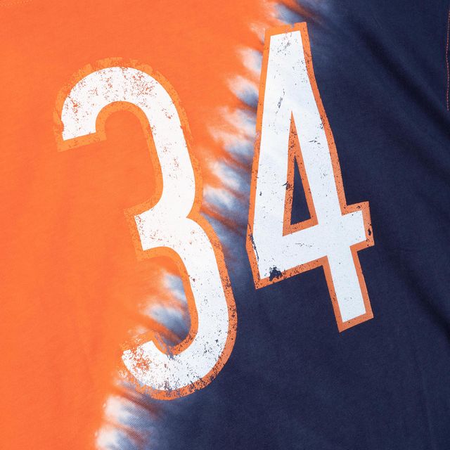 T-shirt à encolure en V pour homme Mitchell & Ness Walter Payton orange/bleu marine des Chicago Bears Retired Player Name Number Diagonal Tie-Dye