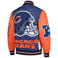 Men's Mitchell & Ness  White Chicago Bears Team Burst Warm-Up Full-Zip Jacket