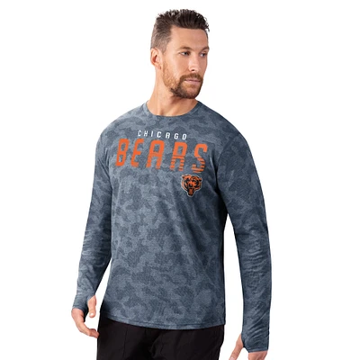 T-shirt à manches longues camouflage Chicago Bears bleu marine MSX by Michael Strahan pour homme