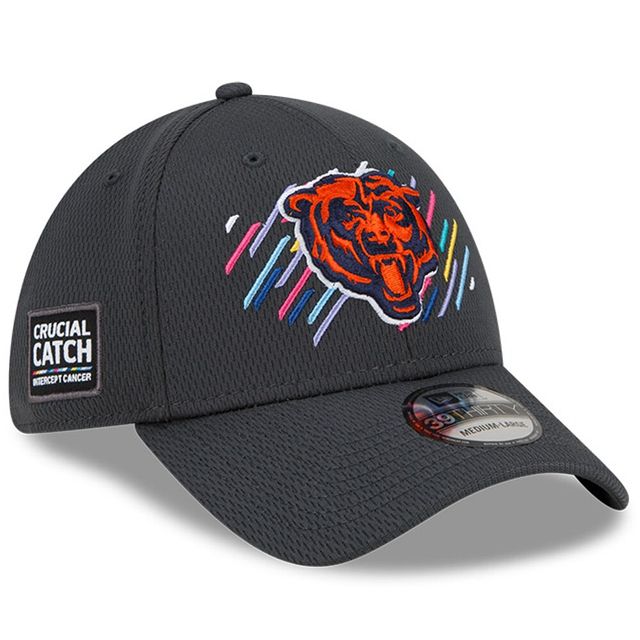 Casquette New Era Charcoal Chicago Bears 2021 NFL Crucial Catch - 39THIRTY Flex avec logo sur la tête