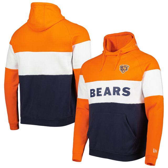 Sweat à capuche Chicago Bears New Era bleu marine/orange colorblock pour homme