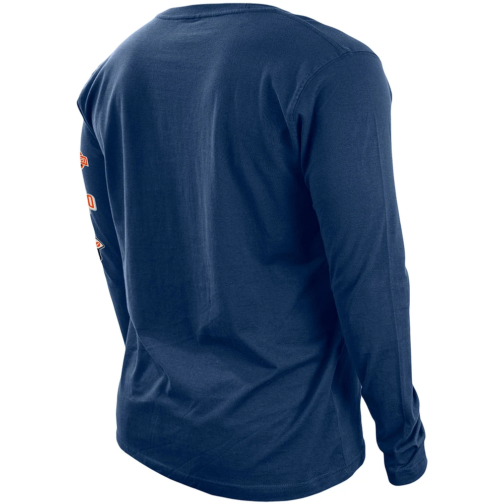 Men's New Era Navy Chicago Bears Hype 2-Hit Long Sleeve T-Shirt