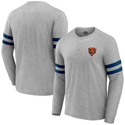 Collection NFL x Darius Rucker pour hommes par Fanatics T-shirt à manches longues Henley des Chicago Bears gris chiné