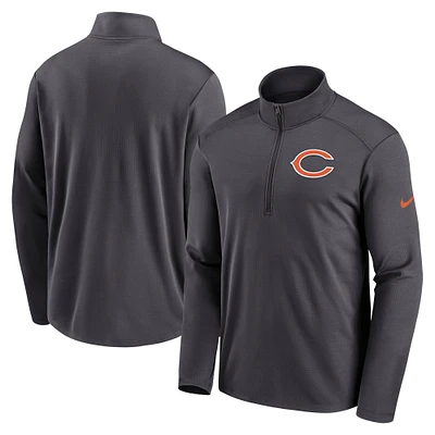 Veste Nike anthracite Chicago Bears Logo Pacer Performance à demi-zip pour homme