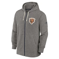 Men's Nike Heather Charcoal Chicago Bears Historic Lifestyle Full-Zip Hoodie