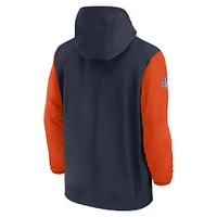 Veste à capuche Nike pour homme, bleu marine/orange, Chicago Bears 2024/25, pré-match, demi-zip